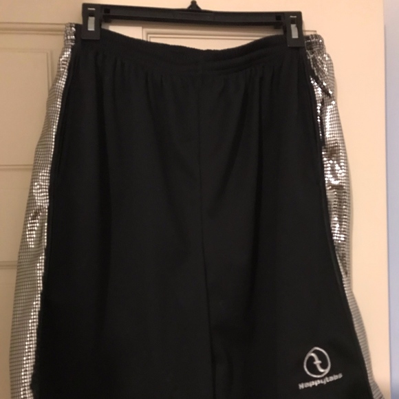 NappyTabs Shorts-Black with Silver Side Stripes - Picture 1 of 4